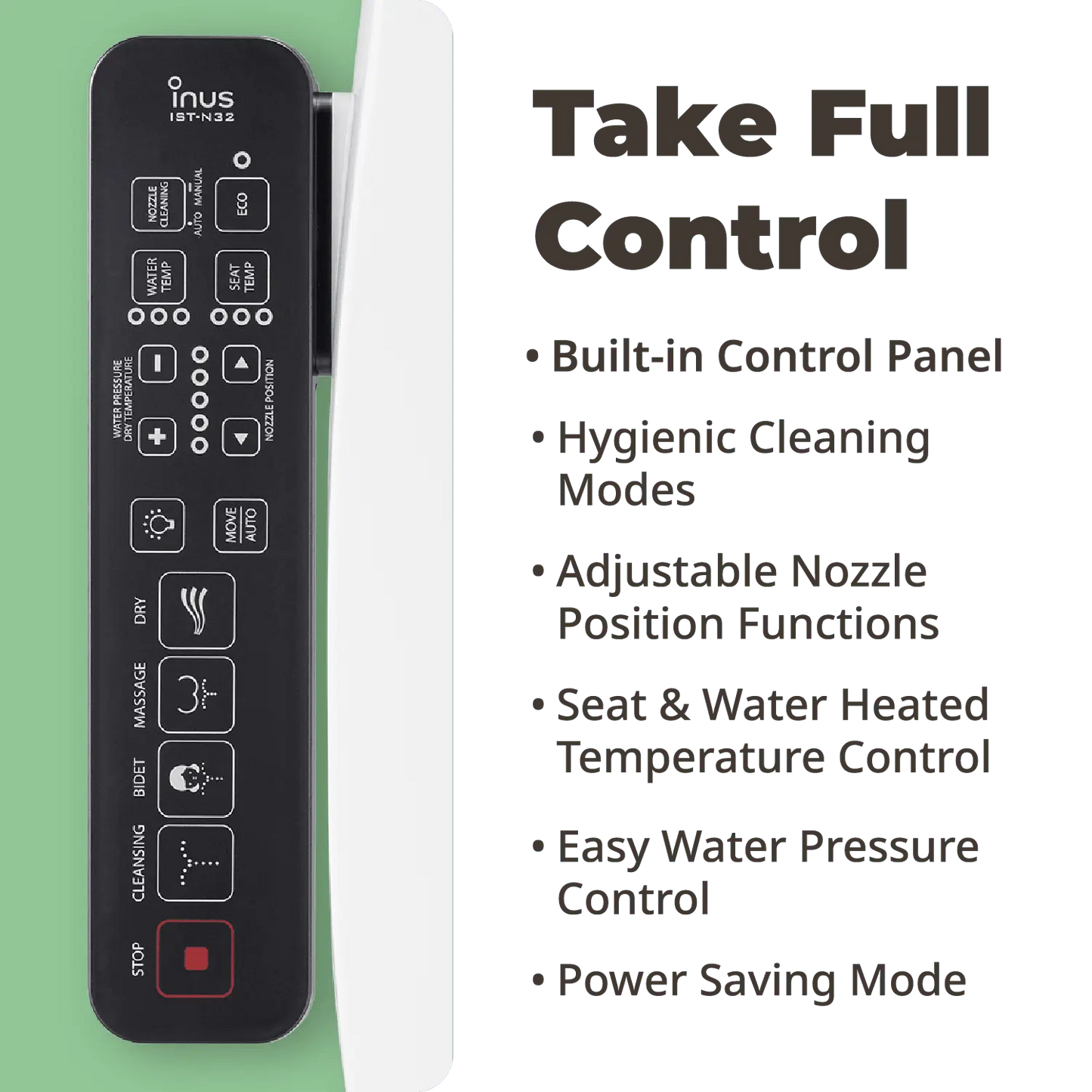 OPEN-BOX N32 Bidet with Nightlight & Dryer - Inus Home USA|Pleasant Living Experience!