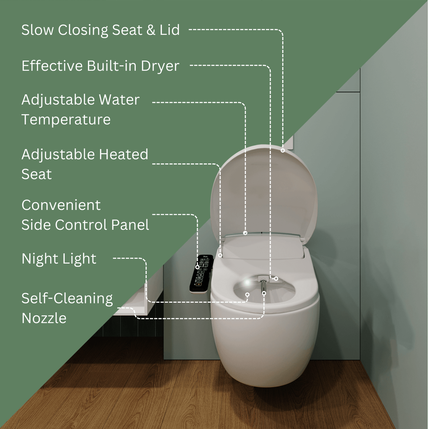 N32 Bidet Toilet Seat - Nightlight & Dryer - Inus Home USA｜Pleasant Living Experience!