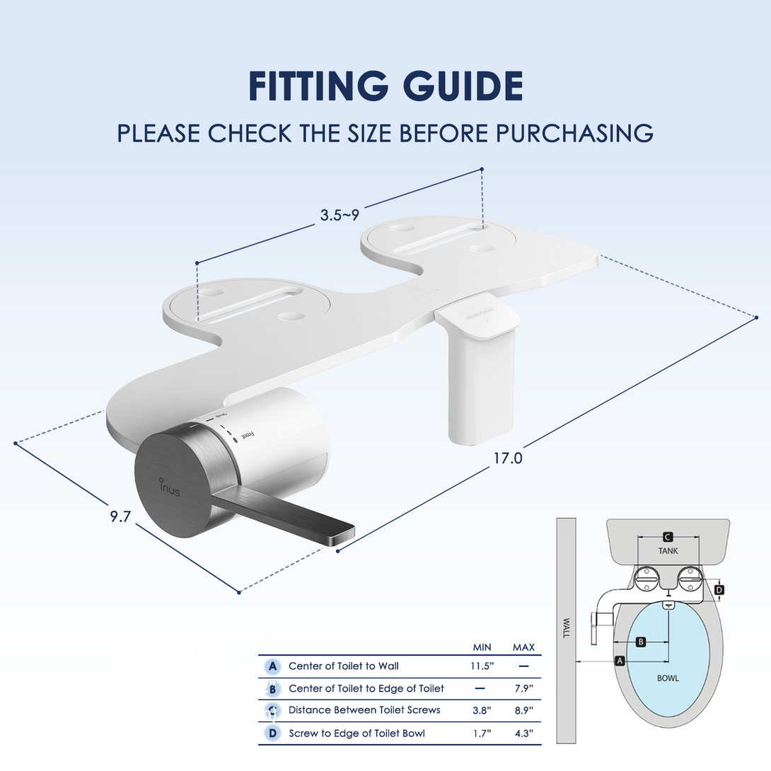 M3 Bidet Attachment - Dual Nozzle & Nozzle Guard-Stainless Steel INUS