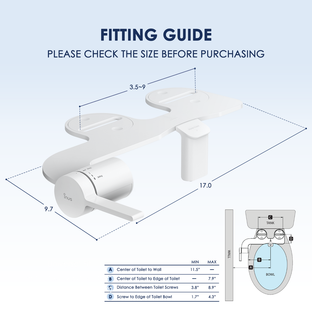 M3 Bidet Attachment - Dual Nozzle & Nozzle Guard-White INUS